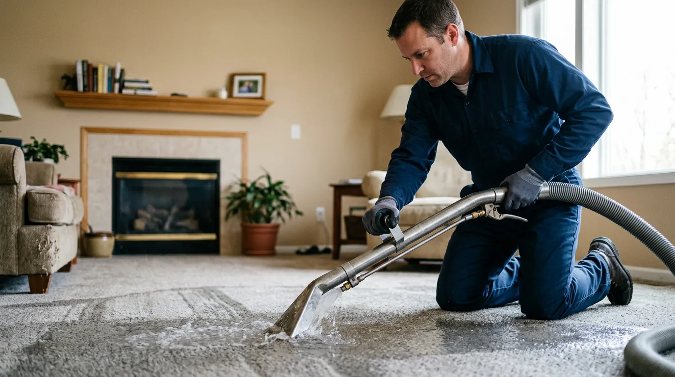 Water damage restoration technician working near Fortuna, ND